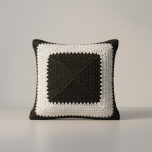 Cojín Tejido "Contraste Moderno" – Decoración Artesanal