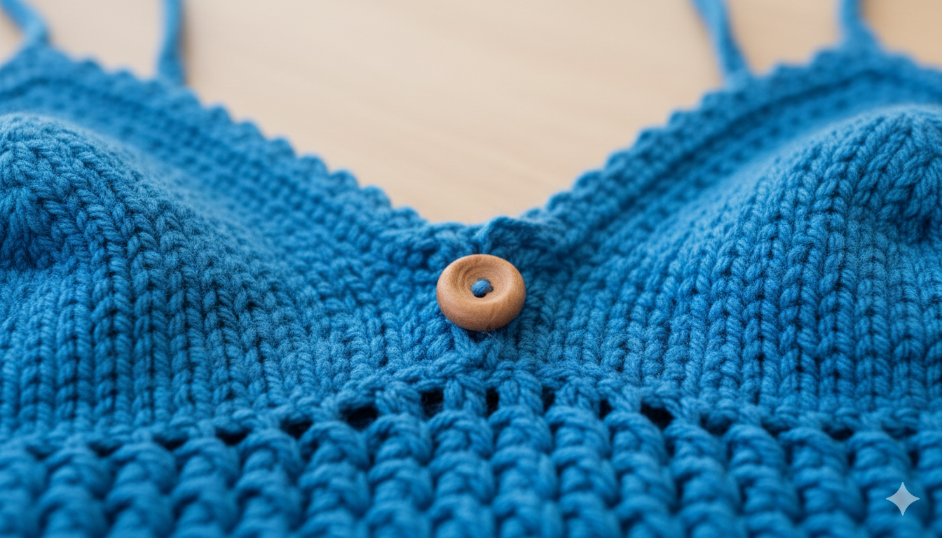 Crop Top Artesanal Tejido en Crochet - Azul Vibrante - Imagen 3