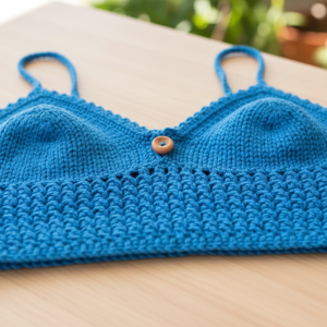 Crop Top Artesanal Tejido en Crochet - Azul Vibrante