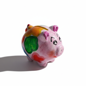 Alcancía de Marranito Artesanal "Puntos de Colores" - Cerámica Pintada a Mano (Mediana)