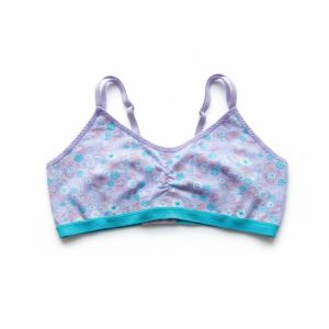 Top Bralette Juvenil - Estampado Floral Lila y Menta con Tirantes Ajustables