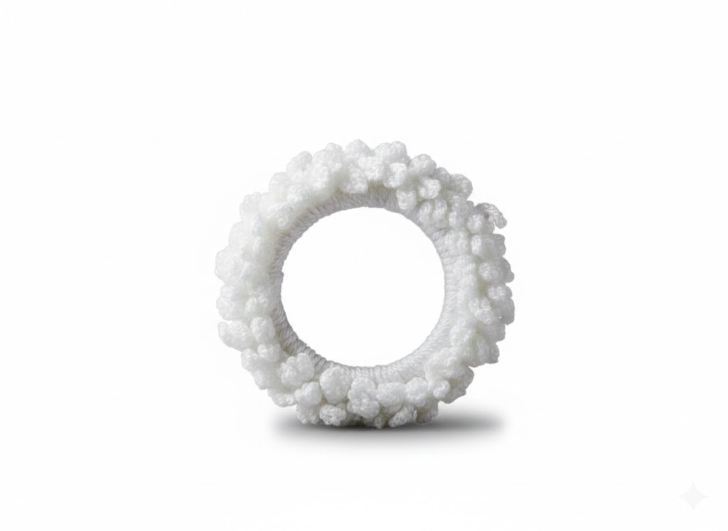 Coletero de Textura Suave - Diseño de Pompones Blancos