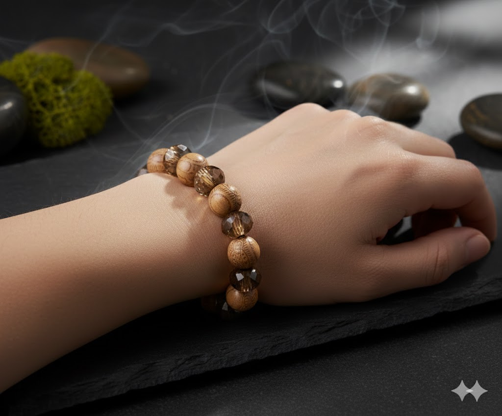 Manilla Artesanal "Esencia Terrosa" – Madera Grabada y Cristal Murano - Imagen 2