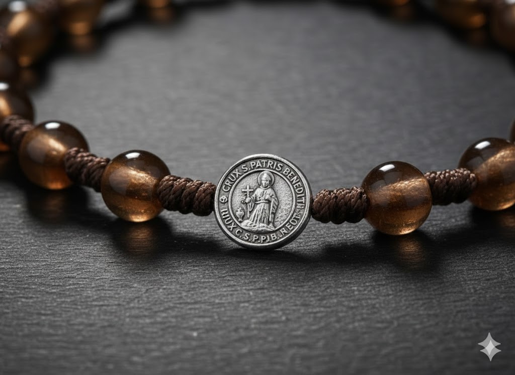 Manilla de San Benito "Protección Clásica" – Cuentas de Ámbar Sintético - Imagen 2