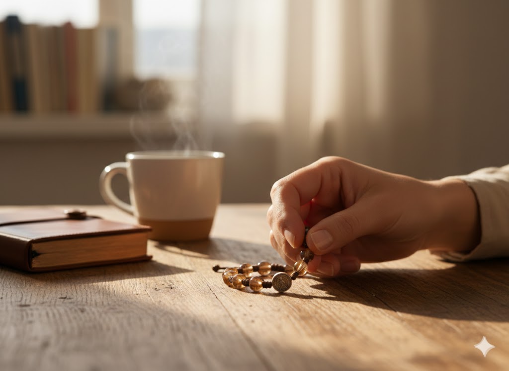 Manilla de San Benito "Protección Clásica" – Cuentas de Ámbar Sintético - Imagen 3