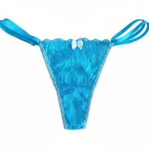 Tanga de Encaje Azul Turquesa - Lencería Femenina con Detalle de Moño