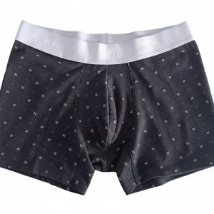 Bóxer Masculino - Negro con Estampado Geométrico y Cintura Elástica Gris