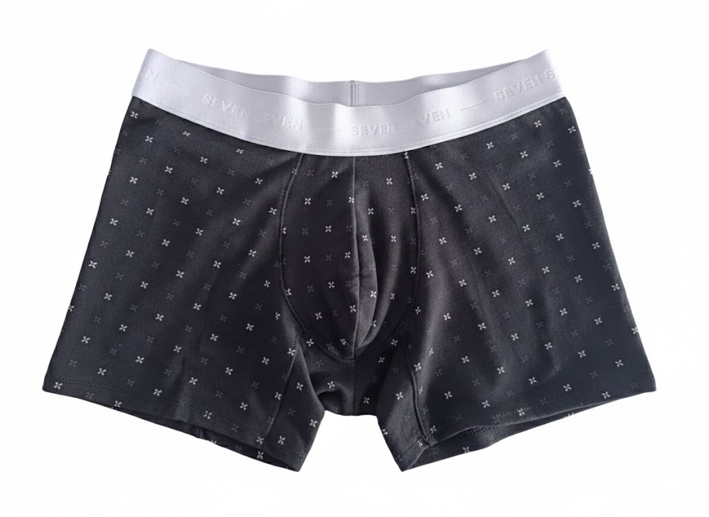 Bóxer Masculino - Negro con Estampado Geométrico y Cintura Elástica Gris