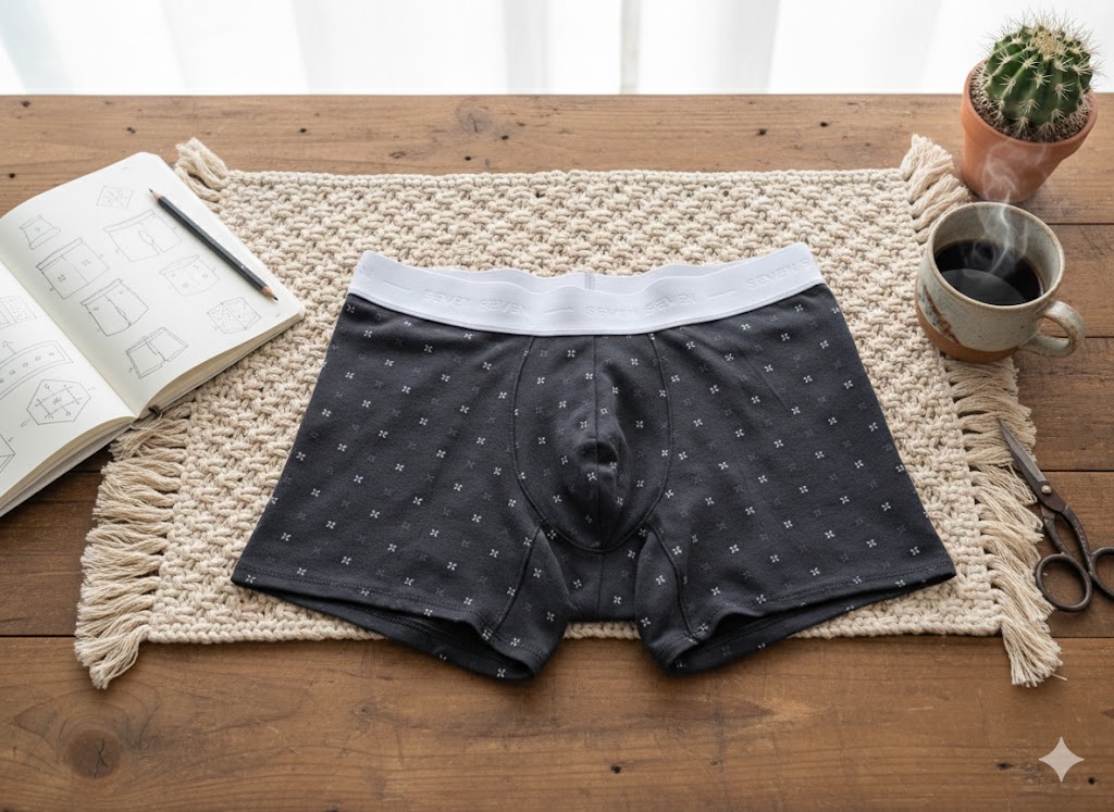 Bóxer Masculino - Negro con Estampado Geométrico y Cintura Elástica Gris - Imagen 2